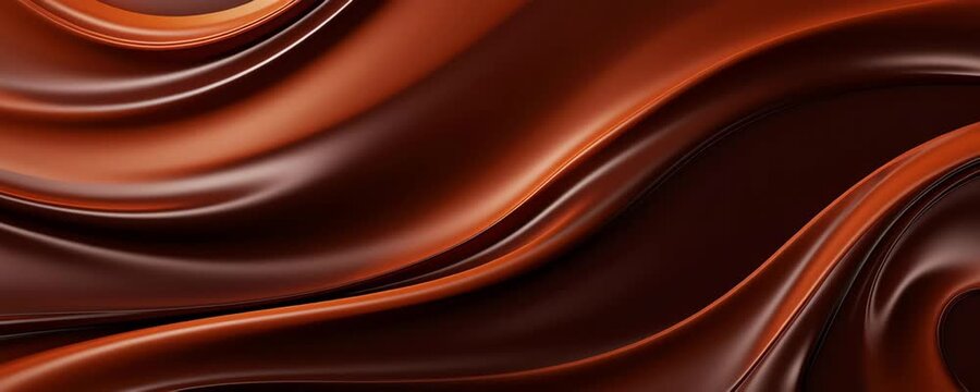 Smooth flowing brown liquid chocolate with glossy shine and rich creamy texture creating luxurious and appetizing flow with smooth creamy texture