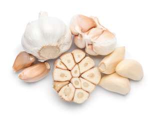 Fresh garlics on white background
