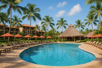 Fototapeta premium Tropical resort poolside relaxation