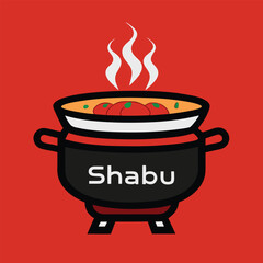 Korean shabu shabu hot pot illustration