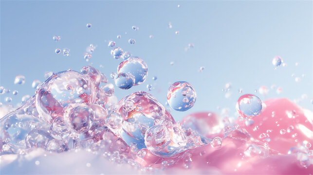 浮遊するピンクのグラデーションのジェル背景