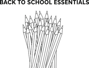 Line Art of a Group of Pencils for Back to School, Perfect for Educational Materials, Coloring Pages