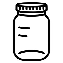 Mason jar with lid icon with transparent background in black and white style
