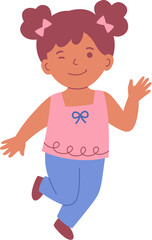 Happy Girl Waving And Winking Playfully