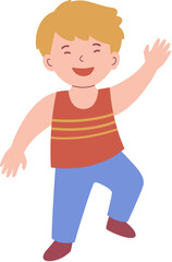 Happy Little Boy Waving Hello Cheerfully