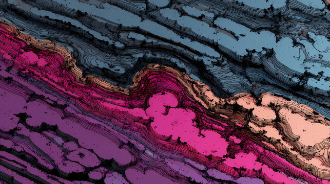 fossilized rupture pattern with visual dissonance in layered fog textures