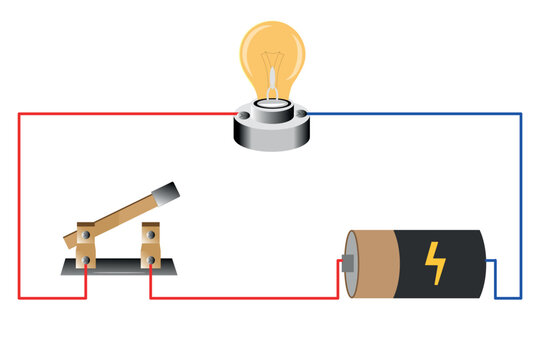 Series and parallel electrical circuits. Parallel circuit, Series circuit, basic electric circuits experiment vector. Kirchhoff voltage law. series and parallel circuits with Batter and light bulb