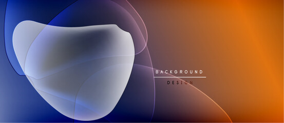 Abstract design features flowing shapes, blue orange gradient. Minimalist style, modern aesthetic, suitable background element.
