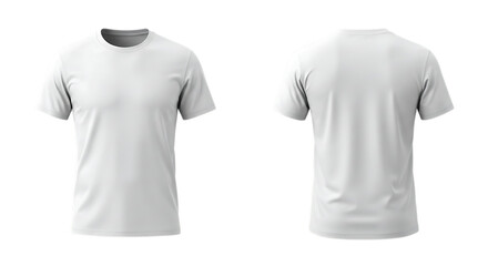 White T Shirt Front and Back View isolated on a transparent background clothing apparel