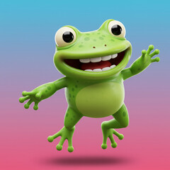 Fototapeta premium Smiling Frog Character - Vibrant 3D Illustration for Games or Apps