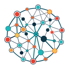 Abstract network of interconnected nodes and lines representing technology or data flow
