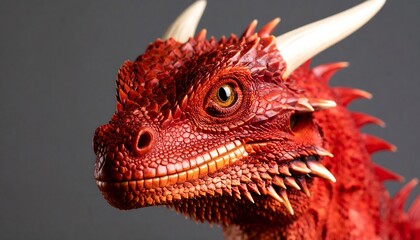 Close-up of a red dragon's head
