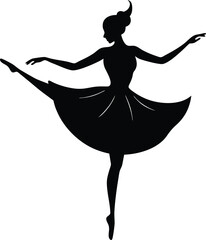 Ballerina dancer pirouette spin vector silhouette   © graphicgenius1995
