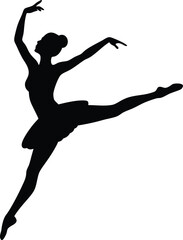 Ballerina solo leap with strong motion vector silhouette  