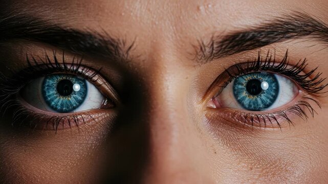 Expressive blue eyes blinking sequence, revealing emotions and beauty, creating mesmerizing visual