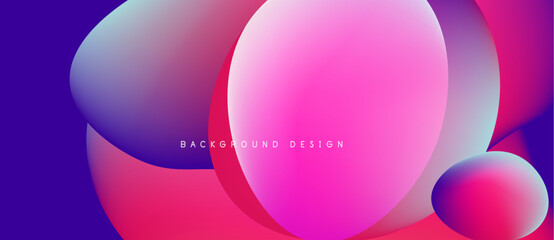 Abstract vibrant shapes blend, creating dynamic colorful background. Gradient hues transition smoothly, offering modern aesthetic.