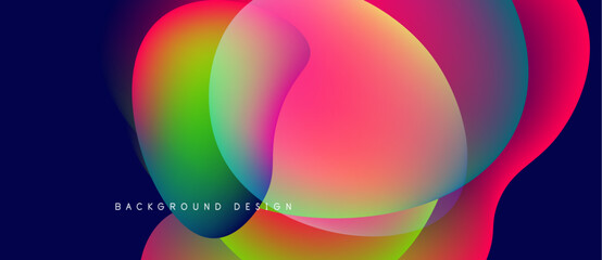 Vibrant overlapping circles create fluid abstract background. Colors blend, forming dynamic visual experience. Modern design element.