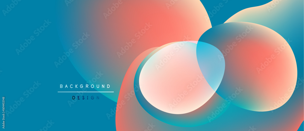 Poster abstract fluid shapes blend vibrant colors. gradient background creates dynamic visual effect. moder