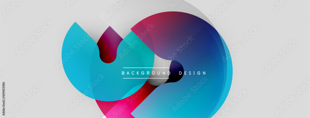 Poster abstract colorful shapes overlap, creating dynamic visual effect. modern design elements suggest flu