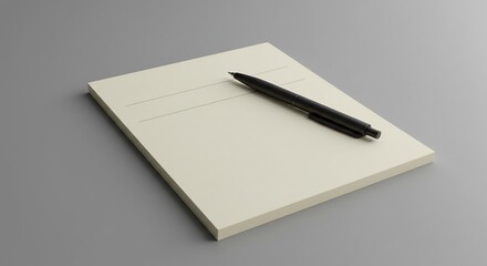 シンプルで上品なメモ帳とペン 柔らかな光が優しく照らす. AI Generated