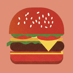 hamburger on red background vector illustration
