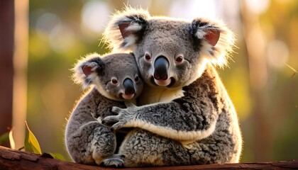Close-up of a koala mother and joey (1)