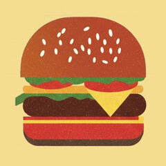 hamburger on yellow background vector illustration