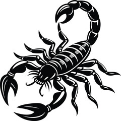 Aggressive Scorpion in Black and White Vector Illustration for Graphic Design