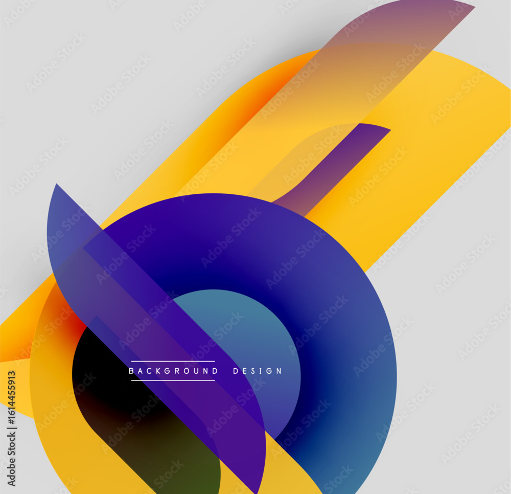 Poster abstract colorful shapes overlap. dynamic composition uses gradients, creating modern visual effect.