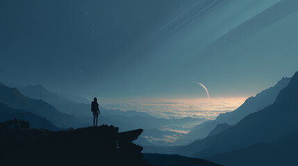 Observer facing drifting habitat over gas giant