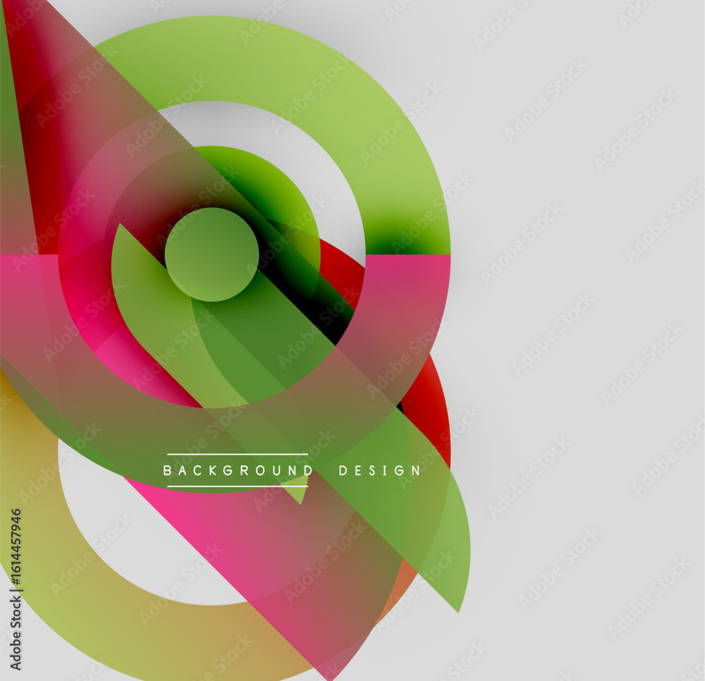 Poster abstract colorful design. overlapping circles create dynamic visual effect. bright hues blend, formi