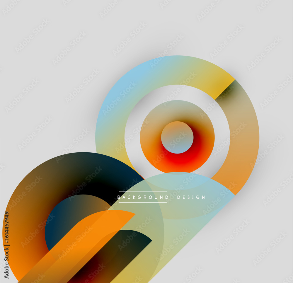 Poster abstract design features colorful overlapping circles, gradients. modern composition creates dynamic