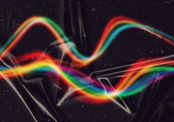 Obraz premium Abstract wave shaped film grain texture background, grunge rough dust scratches light leaks photo overlay effect, warm grainy noisy film grain, color gradients shape backdrop design