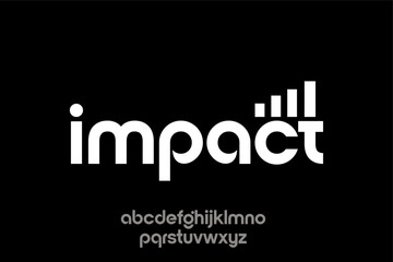 word of impact. modern minimalist clean alphabet font. lowercase bold typography vector illustration design	
