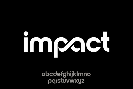 word of impact. modern minimalist clean alphabet font. lowercase bold typography vector illustration design	

