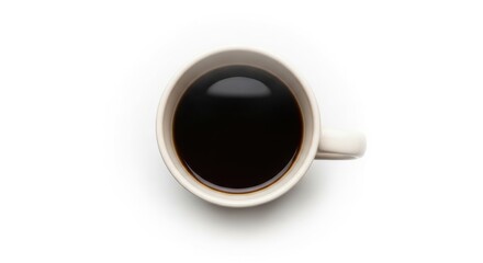White Ceramic Coffee Mug Filled with Black Coffee on White Background