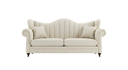 Fototapeta premium Elegant Cream Sofa with Plush Cushions for Stylish Living Room Decor