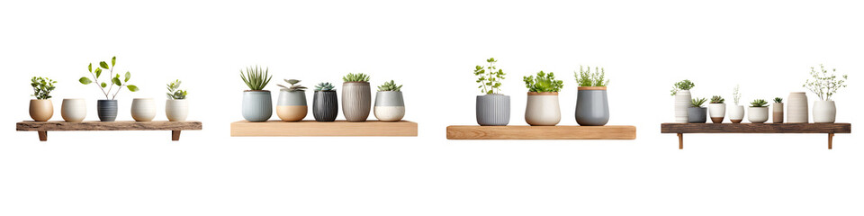 Fototapeta premium Succulents & Plants in Pots on Shelves Watercolor