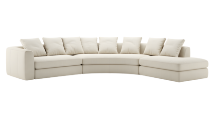 Elegant White Curved Sofa with Cushions for Modern Living Room Decor
