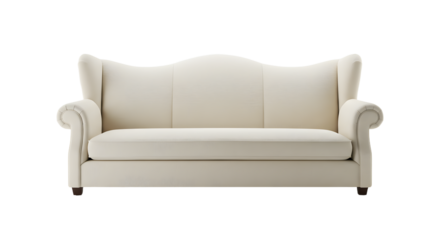 Elegant White Sofa with Rolled Armrests for Modern Living Room Decor