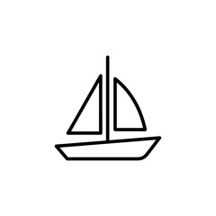 Illustration of a sailboat with two sails and a mast in a minimalist outline style drawing on white