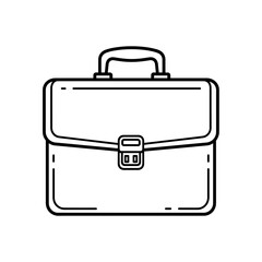 Outline illustration of a briefcase with a handle and a latch for securing the contents inside it neatly