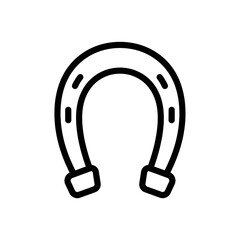 Isolated horseshoe graphic with rounded edges and rectangular details in a vector line drawing style
