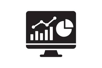 Analytics dashboard screen icon silhouette vector art illustration on white background