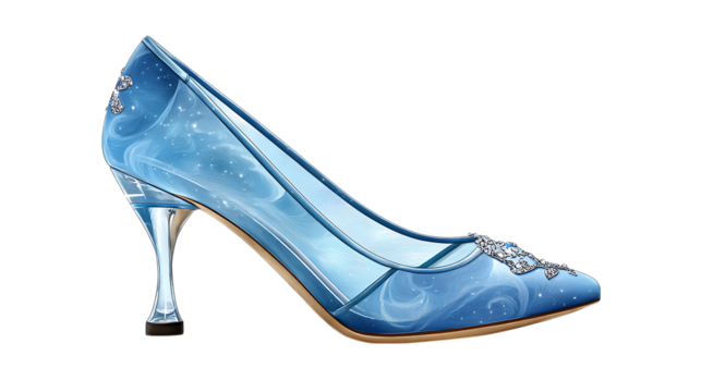 Sparkling glass slipper isolated on transparent background