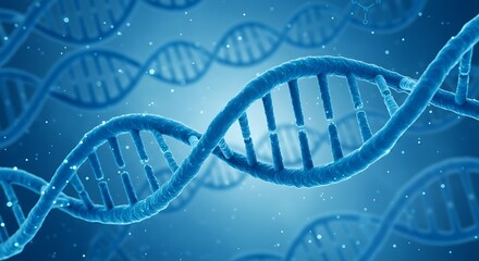 Glowing Blue DNA Double Helix Structure