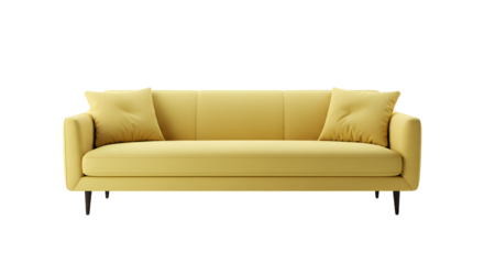 Modern Yellow Sofa with Cushions for Living Room Interior Design
