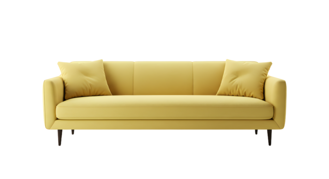 Modern Yellow Sofa with Cushions for Living Room Interior Design