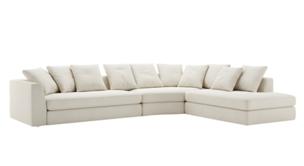 Elegant Modern White Corner Sofa with Cushions for Living Room Decor