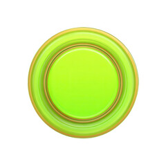Round, vibrant lime-green plate with concentric gold rings